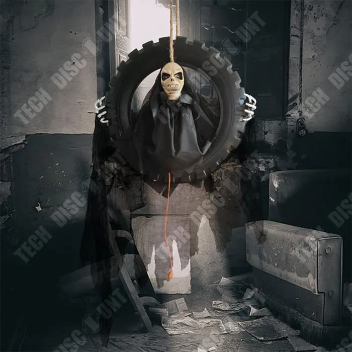 Décoration suspendue pour Halloween - TECH DISCOUNT - Pneu fantôme effrayant avec lumière et son - Blanc-3