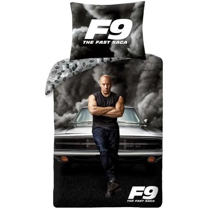Parure de lit enfant Fast & Furious - Voiture de course - Noir - 1 place-0