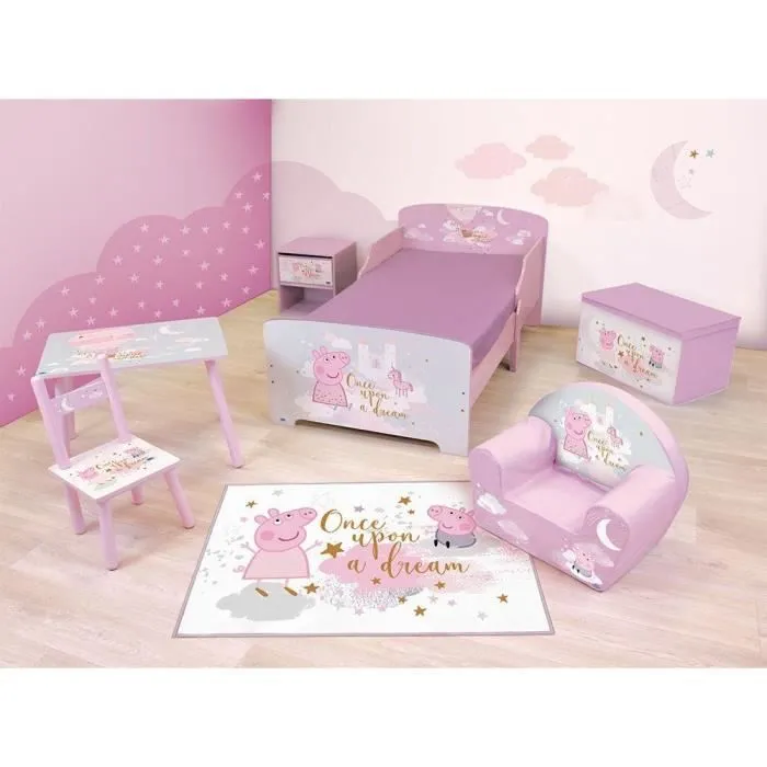 Fun house peppa pig dream table h.41,5 x l.60 x p. 40 cm avec une chaise h.49.5 x l.31 x p.31,5 cm pour enfant-1