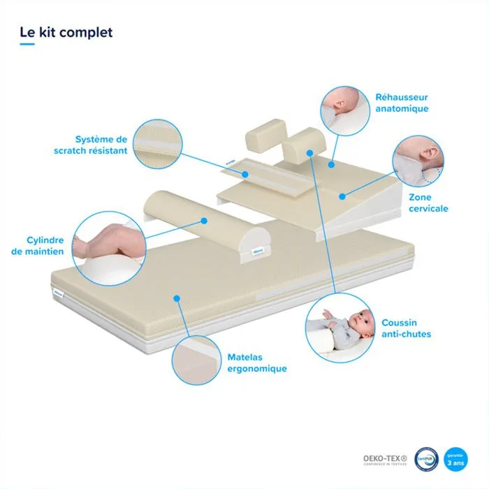 Kit Minea bébé 70x140 cm Matelas Mousse déhoussable + Accessoires-2