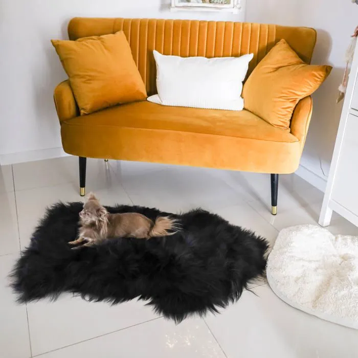 Tapis en Peau de Mouton - AMAZINGGIRL - 110-115 cm - Noir - Tannage Végétal-3