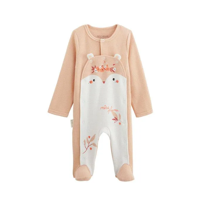 Pyjama bébé - Miss Plume - Nid d'abeille - Ouverture pont - Ecru - Mixte-0