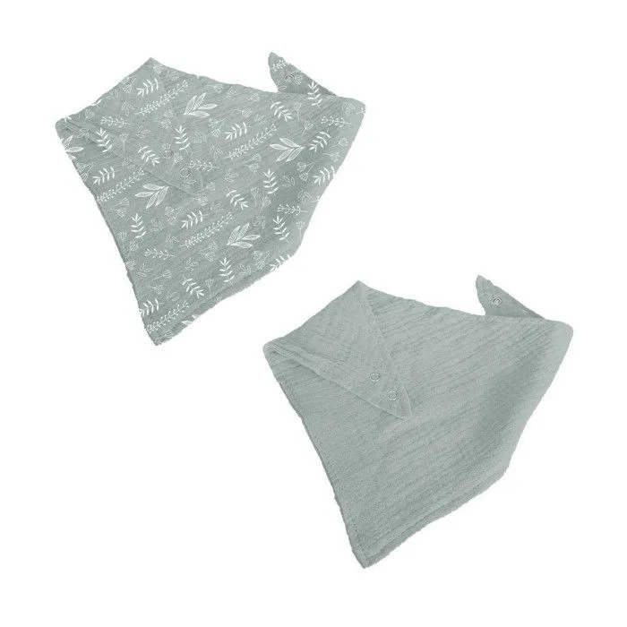 Lot de 2 Bavoirs Bébé "Bandana" 41cm Vert Céladon-0