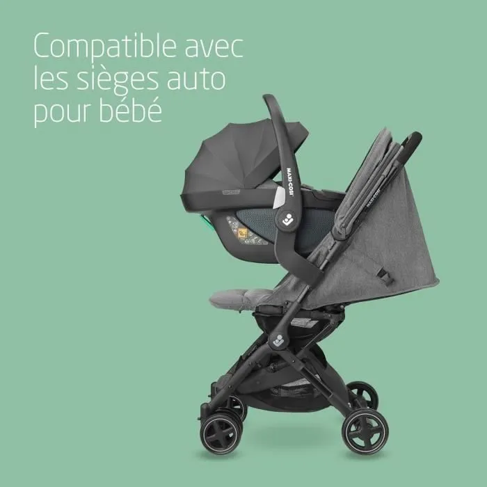 MAXI-COSI Poussette canne ultra compacte Lara 2, de la naissance à 4 ans, jusqu'à 22kg, pliage facile, Select Grey-7