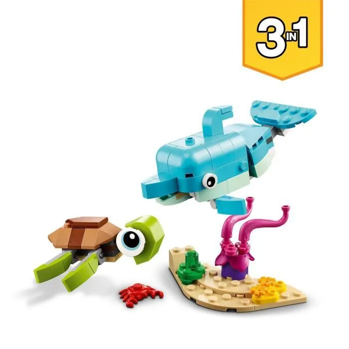 LEGO® 31128 Creator Le Dauphin Et La Tortue, Set de Figurines de Jouets d'Animaux Marins pour Filles et Garçons de 6 Ans et Plus-1