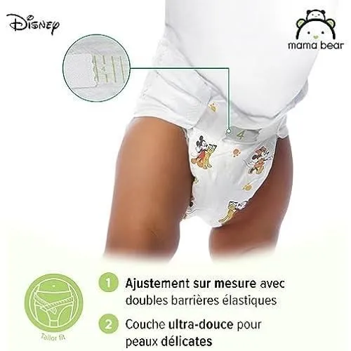 Couches bébé Mama Bear Disney Ultra Absorbantes - Taille 4 (8-14 kg) - Blanc - 168 Pièces (2 lot de 84)-2