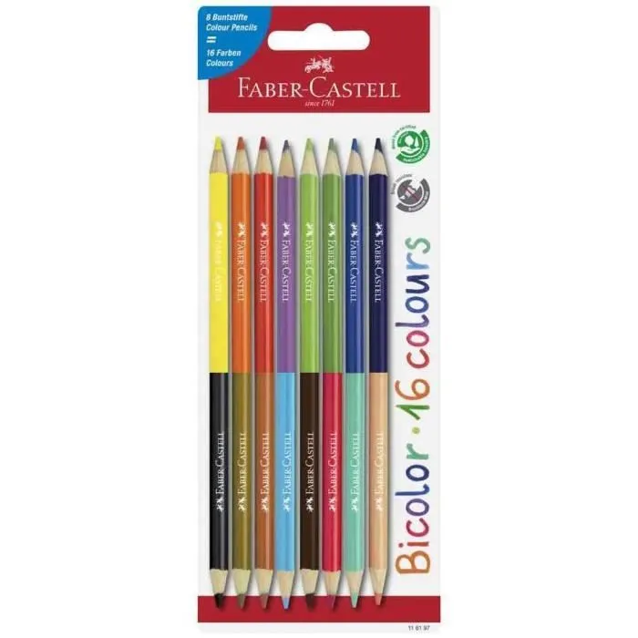 Crayons de couleur Bicolor, carte blister de 8-0