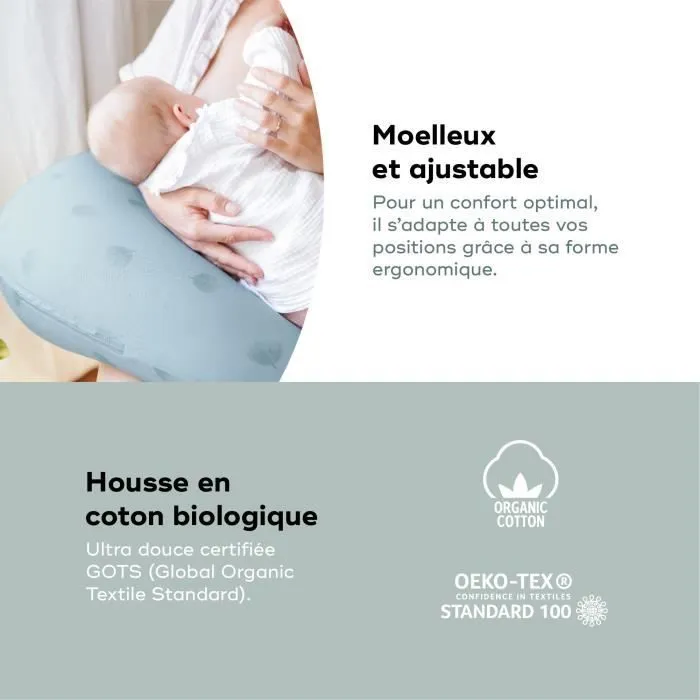 Babymoov B.LOVE Coussin de Maternité & Allaitement avec Remplissage Microbilles ultra-fines - Made in Europe, Bleu-4
