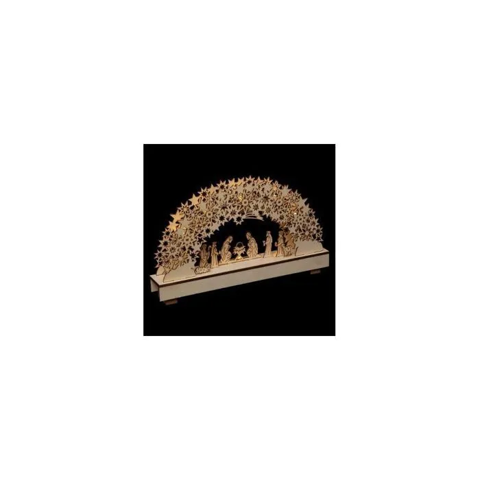 Crèche de Noël lumineuse - L 33 cm x l 5 cm x H 19 cm - Bois-0