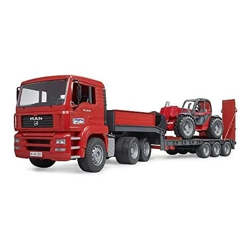 Camion surbaissé - BRUDER - MAN TGA - Chargeur télescopique Manitou MLT 633 - Échelle 1:16 - À partir de 3 ans-0