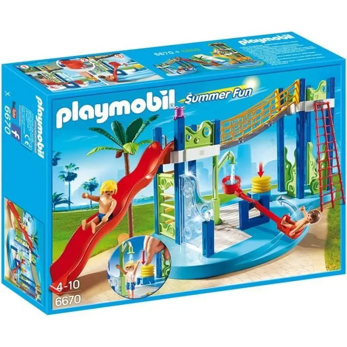 PLAYMOBIL - Aire de jeux aquatique - Summer Fun 6670 - 5 pièces - Bleu, Rouge-0