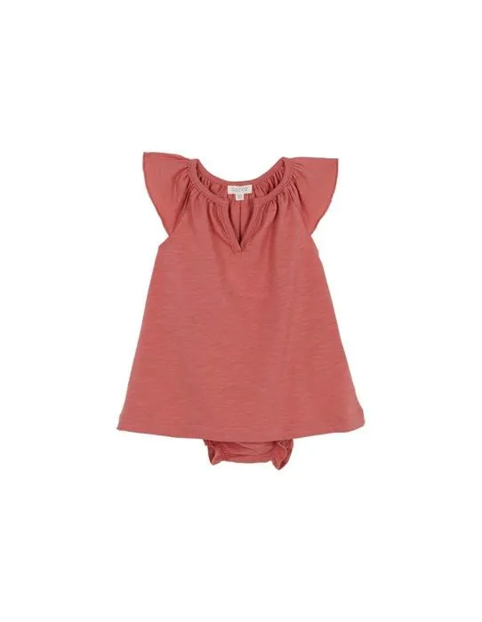 Coffret textile Gocco Vestido Jersey Con Volantes, Robe Bebe Fille, Coral,-0
