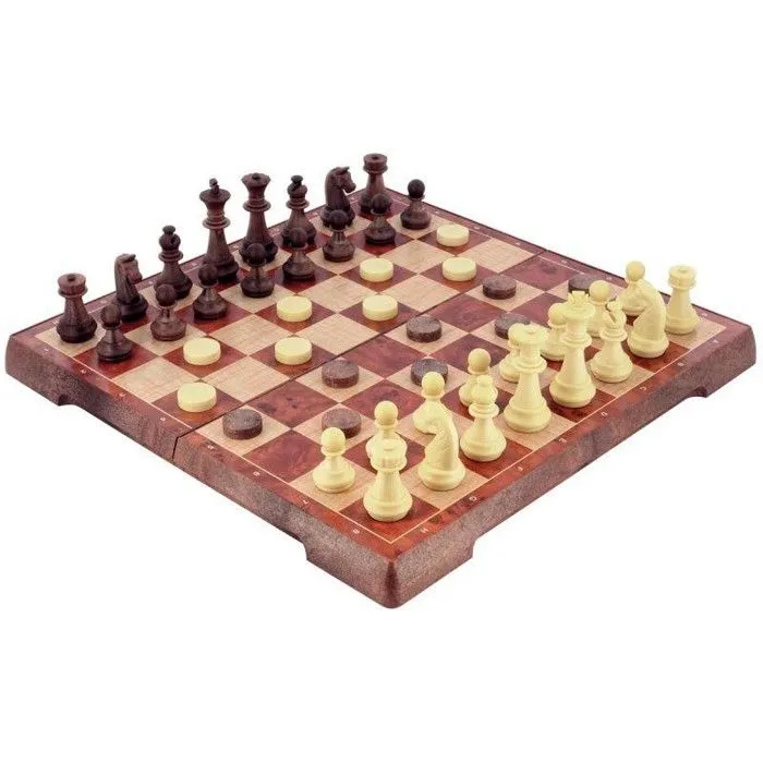 Jeu d'échecs et de dames magnétique - CAYRO - Plateau 24x24 - 2 sets de jeu - Pour enfant et voyage-2
