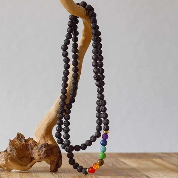 Collier - SHOP-STORY - Guérison des 7 Chakras - Pierres naturelles - Mixte - Noir-3