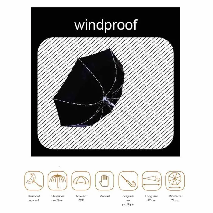 Parapluie enfant transparent Panda - SMATI - Cloche - Résistant au vent - Bande réfléchissante-2