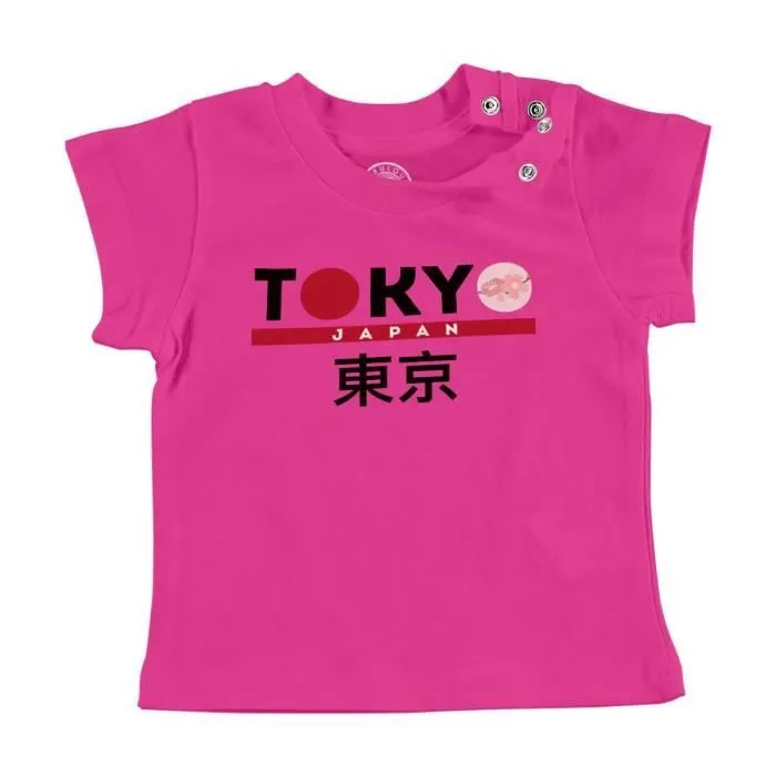 T-shirt Bébé Manche Courte Rose Tokyo Japan Japon Asie Culture Ville Sakura-0