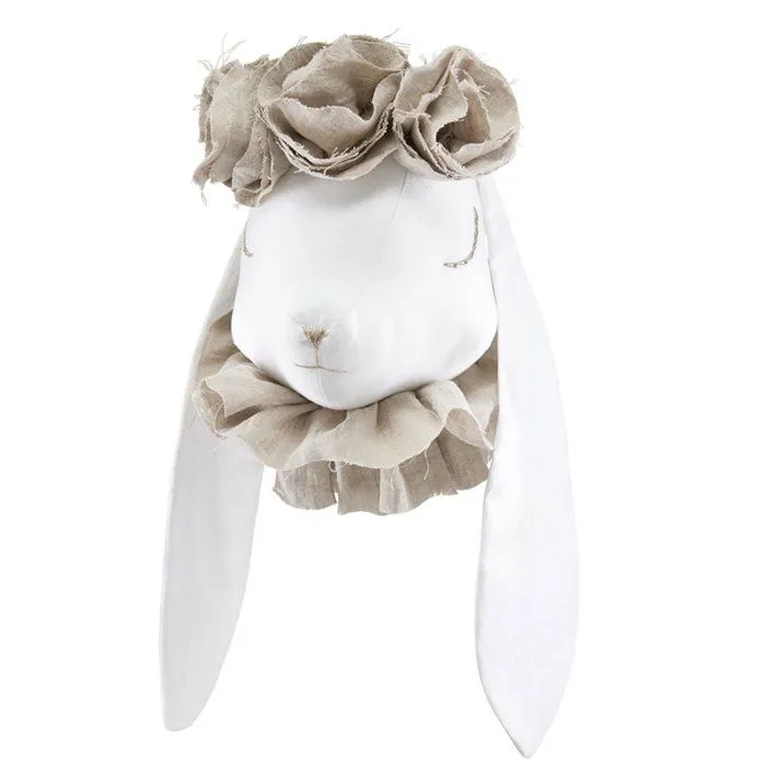 Trophée mural - SEVIRA KIDS - Madame Lapin - Beige - 48 cm x 24 cm - Décoration enfant-0