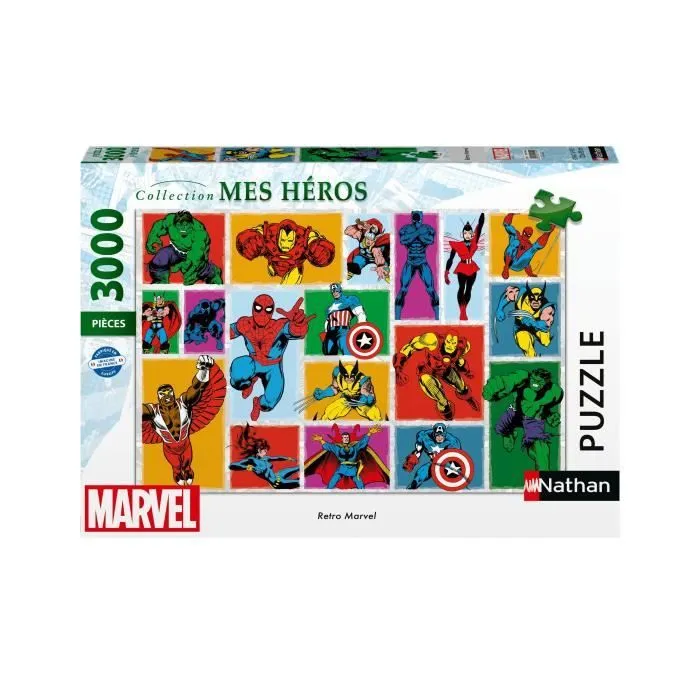 Puzzle 3000 pièces Retro Marvel, Adultes et enfants dès 14 ans, Puzzle de qualité supérieure, Collection Mes Héros, 12001549, Nathan-1
