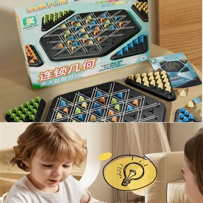 Triggle Jeu, Jeu D'élastique Triggle,Jeu De Société De Stratégie Classique La Collecte, échecs triangulaires en chaîne interactifs-2