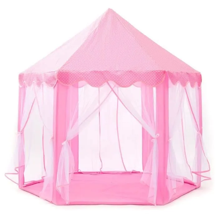 Tente pour enfants Schloss - SPRINGOS - Hexagonale - Rose - 135 x 140 cm-0