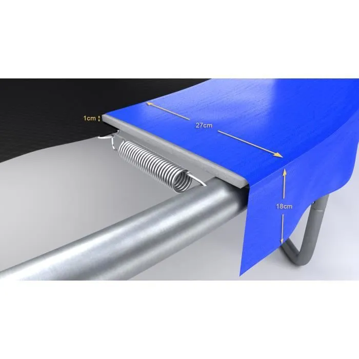Trampoline ø366cm - 12FT Filet intérieur - Matelas réversible bleu et noir, Echelle - Classique-2