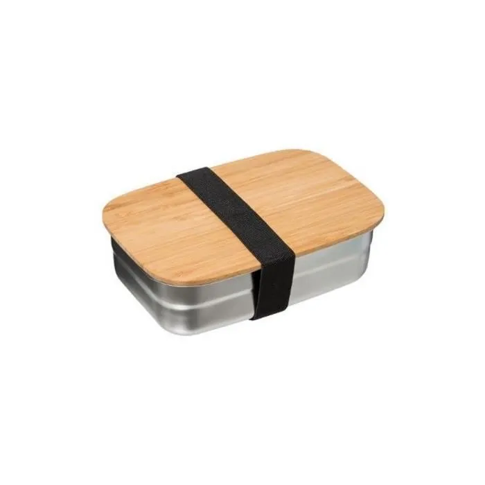 Lunch Box - Inox - 0,85 L - Noir - Rectangulaire - Compatible lave-vaisselle-0