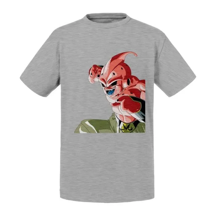 T-shirt Enfant Gris Dragon Ball Manga Buu Boo Anime Japon 90's-0