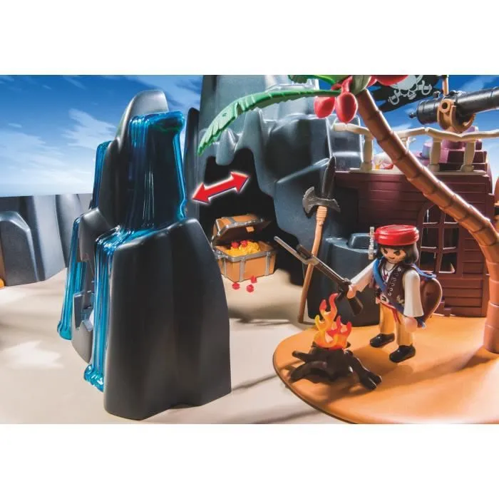 PLAYMOBIL - Repaire Pirates de Ténèbres 6679 - 3 Pirates, Prison, Grotte au Trésor, Pièges et Accessoires-6