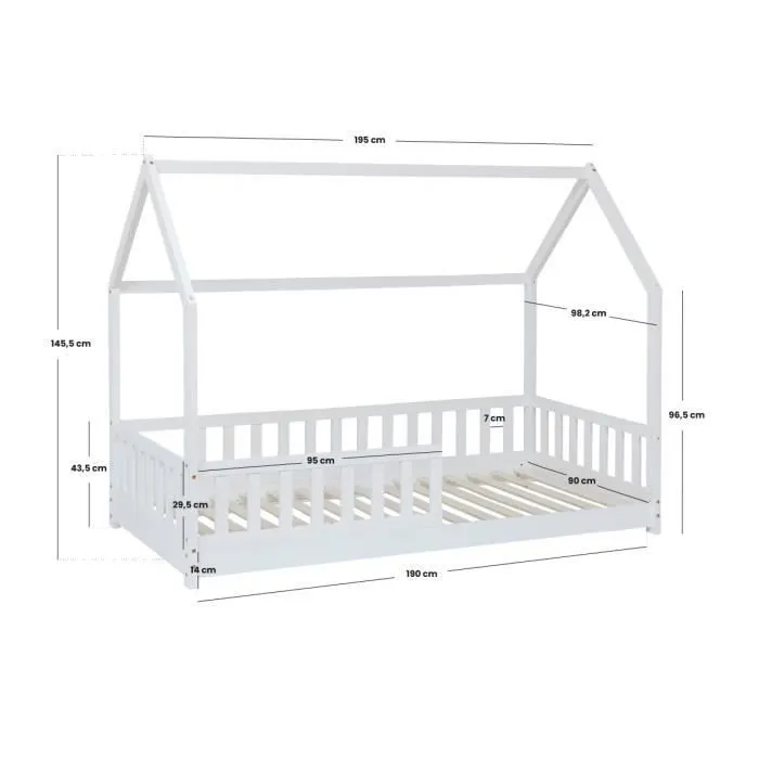 Lit Cabane - LAÏBA KIDS - Oasis Des Rêves - 90x190 cm - Blanc - Enfant-3