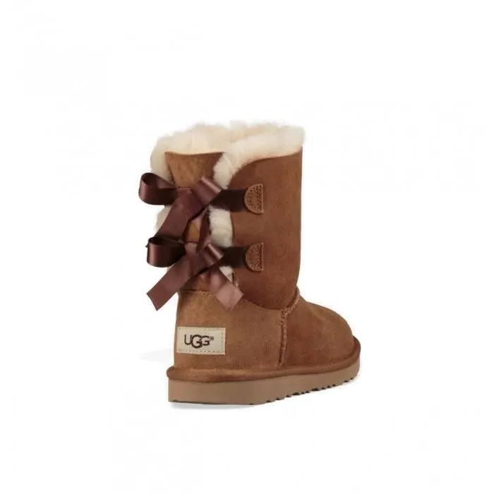 Bottes - Ugg - Bailey Bow II - Daim-Nubuck Marron - Nuds Soyeux - Semelle Légère-1