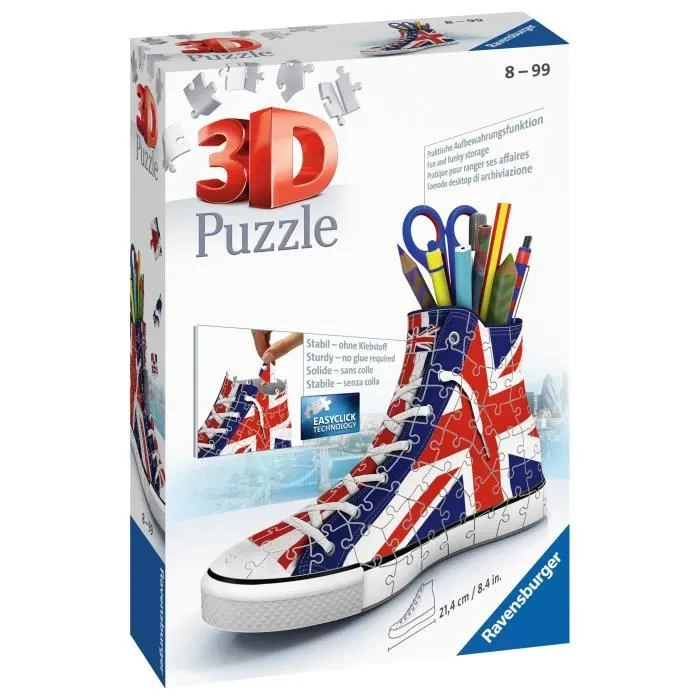 Puzzle 3D Sneaker - Union Jack - Ravensburger - Pot à crayons 108 pièces - Enfant - Dès 8 ans-1