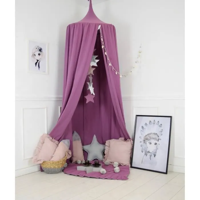Solenzo -Tente Ciel de lit violet pour Chambre d'enfant (sans Accessoires)-0