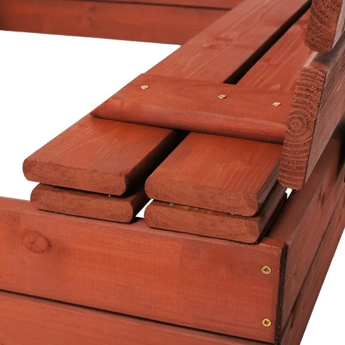 Bac à sable en bois - Springos® - 120 x 120 cm - Avec bancs - Bâche de protection - Imprégné-4
