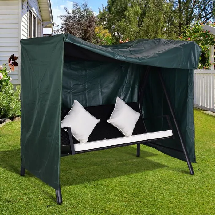 Housse de protection pour balancelle de jardin - Outsunny - toile oxford - ouverture zippée - 177 x 114 x 152 cm - vert foncé-1