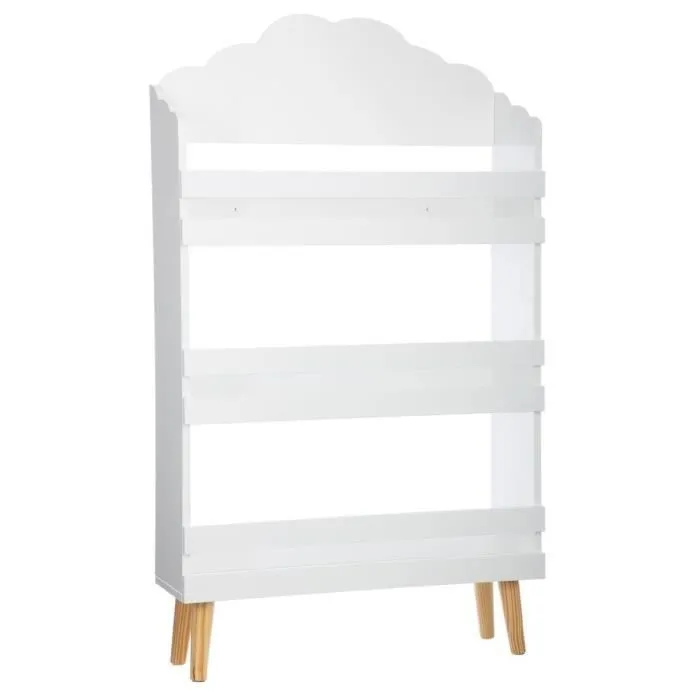 Bibliothèque nuage blanc 3 étagères + Tipi décoration gris H160 pour enfant-3