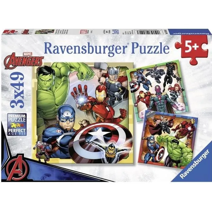 Puzzles Avengers 3x49 pièces Ravensburger pour enfant dès 5 ans-3