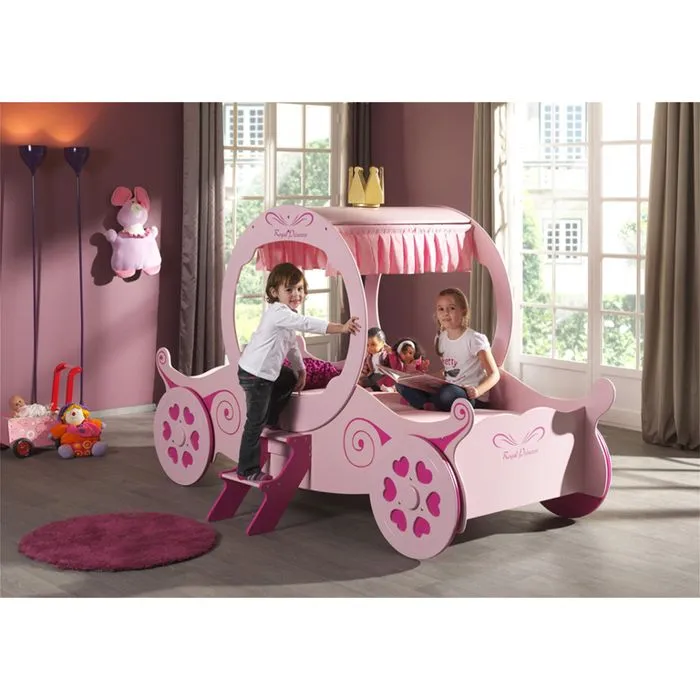 Lit enfant - Princesse Kate - MDF - 90x200 cm - 4 roues - 2 marchepieds-3