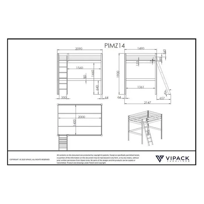 PINO Lit mezzanine 140x200-3