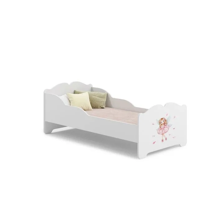 Lit enfant fille ALMENA avec matelas et cadre inclus - Fée rose - 140 cm x 70 cm-0
