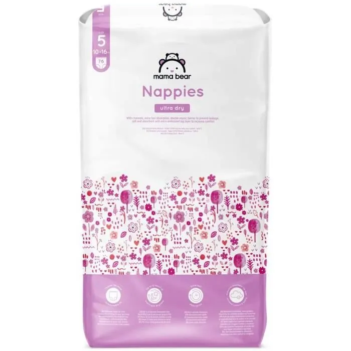 Mama Bear Marque - 152 Couches bébé ultra absorbantes - Taille 5 (10-16 kg) - Nouvelle version - 5400606983458-1