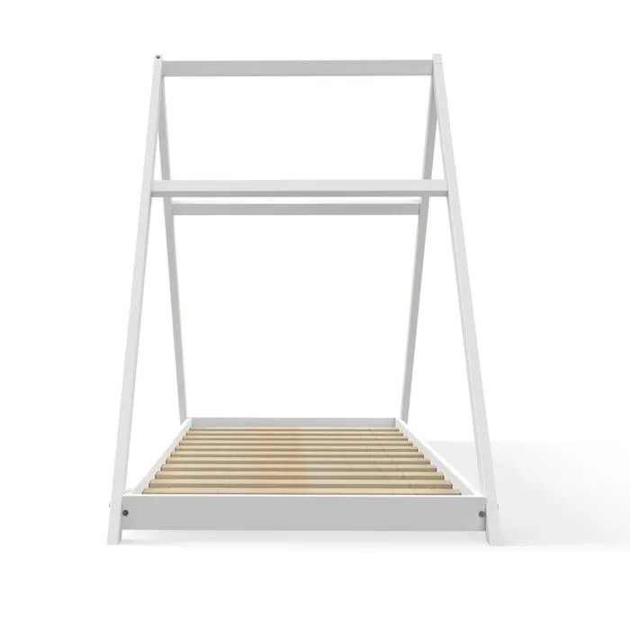 Lit cabane APACHE - Blanc - 90x190 - A lattes - Bois - Panneaux de particules-2