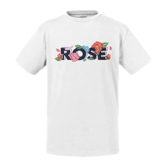 T-shirt Enfant Blanc Rose Fleurs Minimaliste Chic Jardin Amour-0
