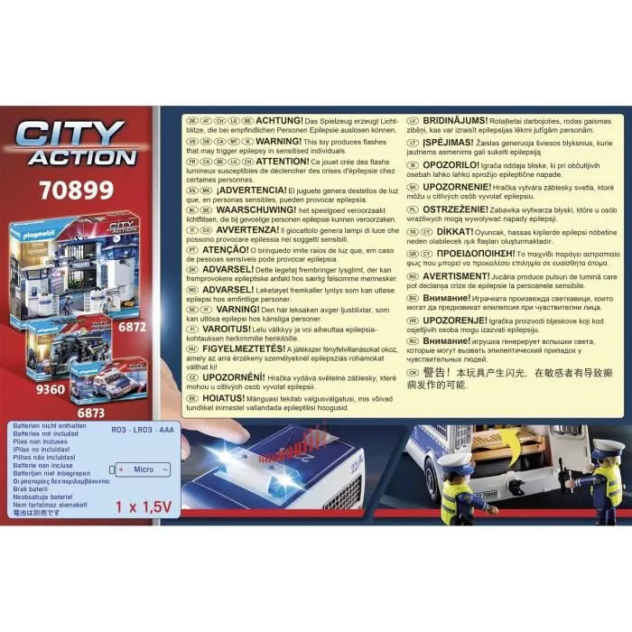 PLAYMOBIL - Fourgon de police avec effets lumineux et sonores - Playmobil City Action - 52 pièces-7