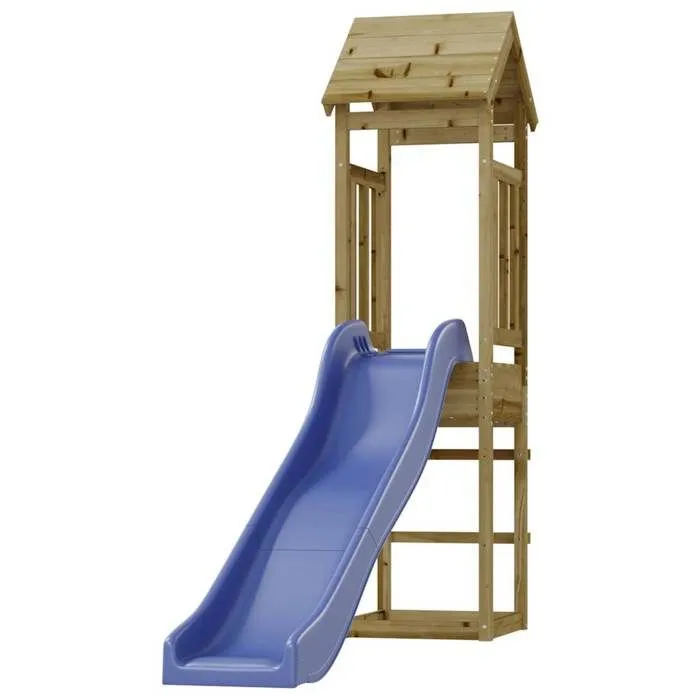 vidaXL Aire de Jeux d'Extérieur, Ensemble de Jeu avec Escalade et Toboggan Ondulé, Tour de Jeu de Jardin pour Enfant, Bois 3155809-2