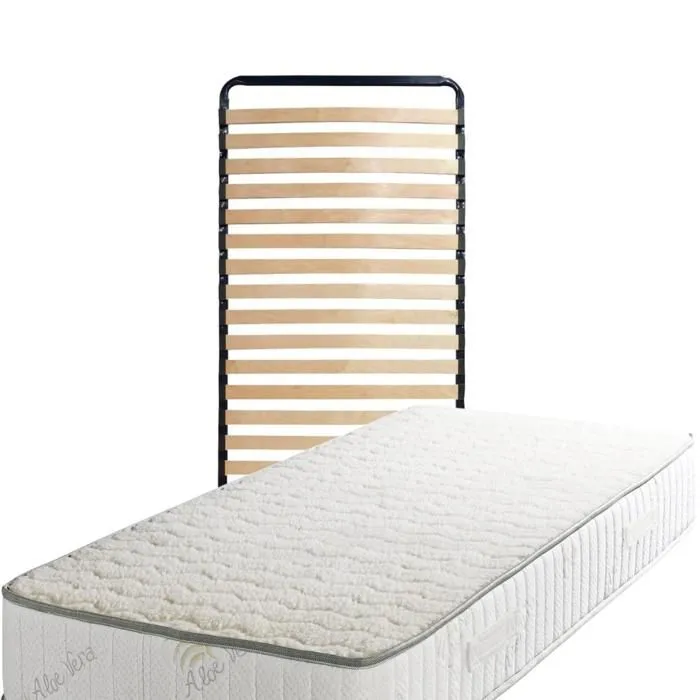 Matelas Sommier 90x200 x 22 cm - Tres Ferme - Face Hiver Laine - Ame Poli Lattex Haute Densite-0