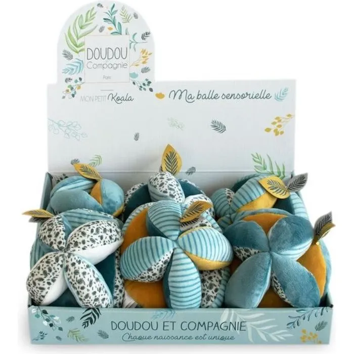 DOUDOU ET COMPAGNIE Yoca le Koala - Balle De Préhension avec hochet - vert, feuillage, moutarde - choix aléatoire-0
