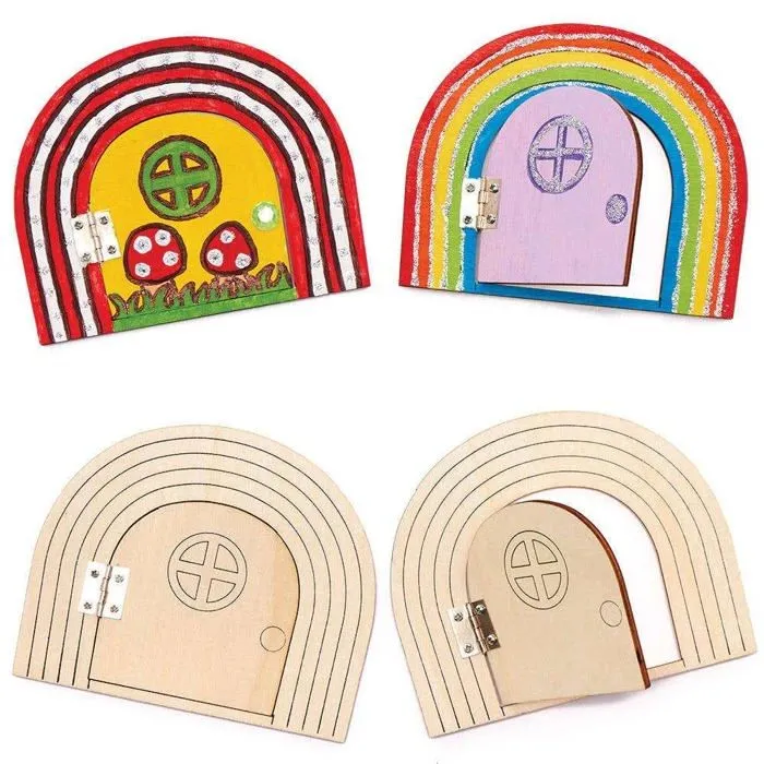 Baker ross - FC825 - Decorations de Portes en Bois motif Fee - Lot de 4, Activites Manuelles pour les Enfants ()-0