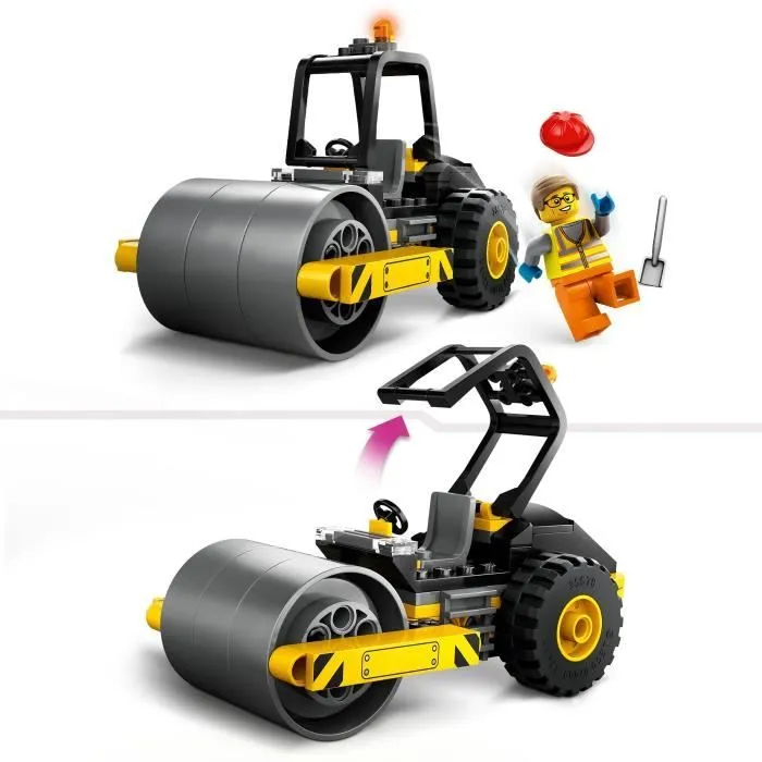 LEGO® 60401 City Le Rouleau Compresseur de Chantier, Maquette de Jouet de Camion avec Minifigurines d'Ouvrier-2