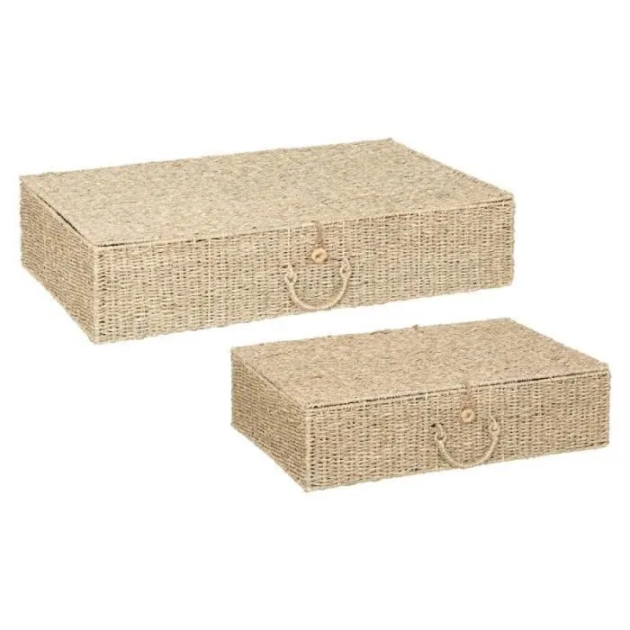 Boîtes de Rangement - CORA - Cora 80cm Naturel - Paille et foin - Blanc - Mixte-0