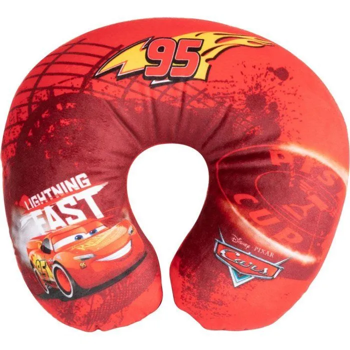 Coussin de voyage cervical - DISNEY - Cars - Tissu polyester - Dimensions 27x23x9 cm - Rouge-0